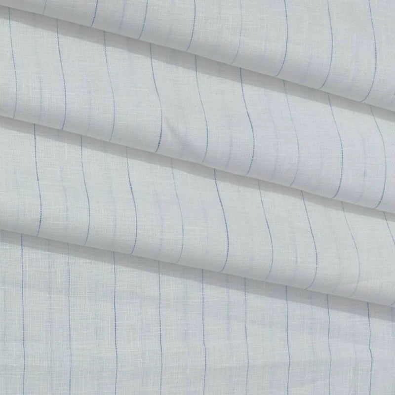 Shirt Fabric Linn Club Pure Linen Broad Lining Colour Blue N White
