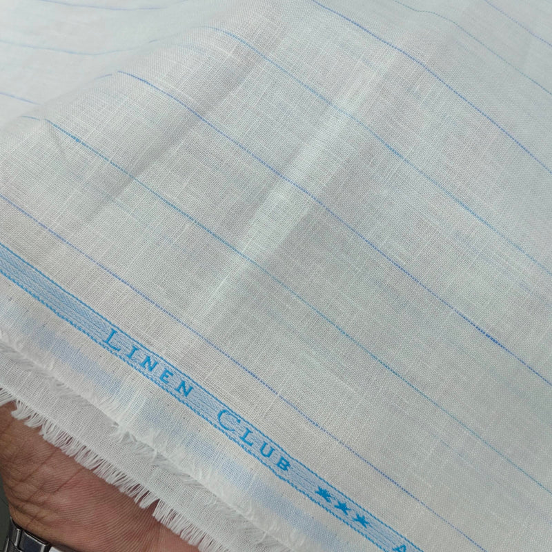 Shirt Fabric Linn Club Pure Linen Broad Lining Colour Blue N White