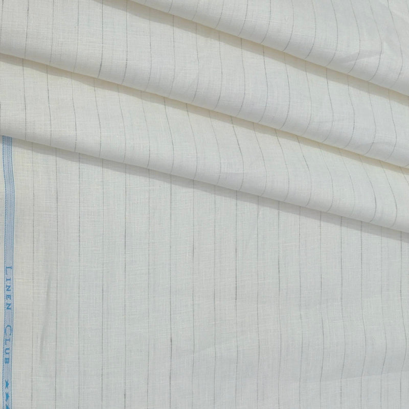 Shirt Fabric Linn Club Pure Linen Broad Lining Colour Blue N White