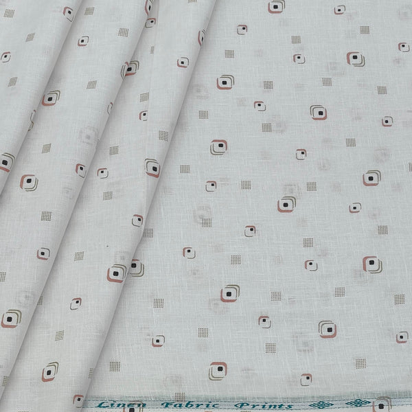 Shirt Fabric ManTire 100% Cotton Premium Linen Look Printed Colour Brown N White