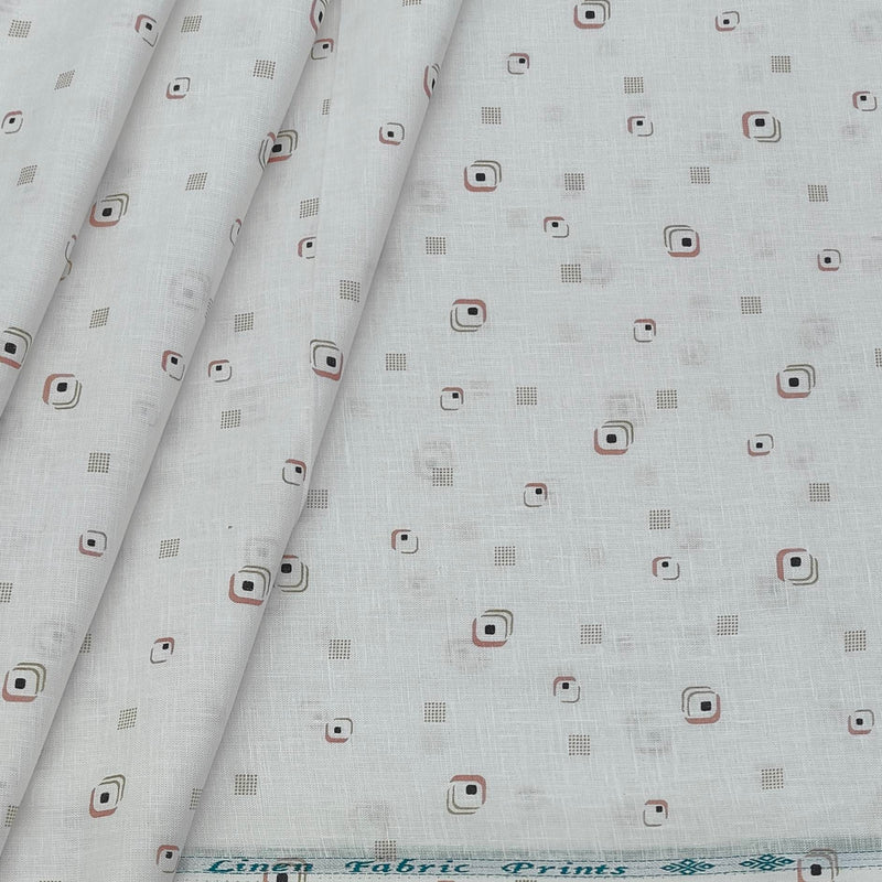 Shirt Fabric ManTire 100% Cotton Premium Linen Look Printed Colour Brown N White