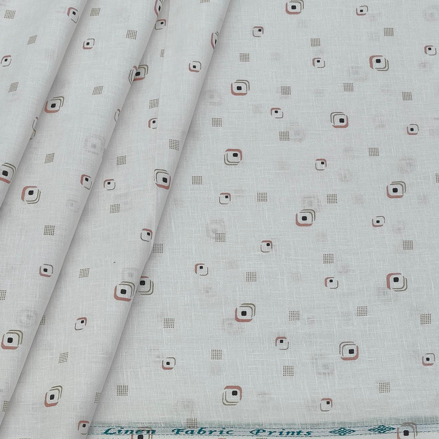 Shirt Fabric ManTire 100% Cotton Premium Linen Look Printed Colour Brown N White
