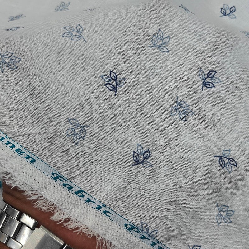 Shirt Fabric ManTire 100% Cotton Premium Linen Look Printed Colour Lava Grey N White