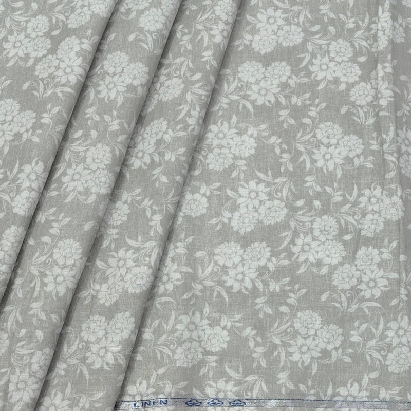 Shirt Fabric ManTire 100% Cotton Premium Linen Look Printed Colour Light Grey
