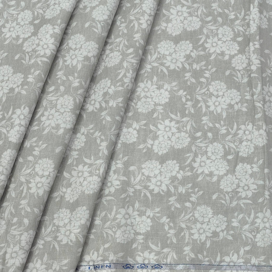 Shirt Fabric ManTire 100% Cotton Premium Linen Look Printed Colour Light Grey