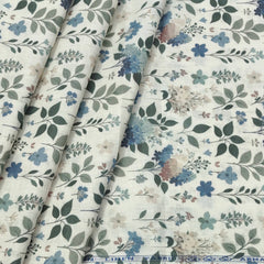 Shirt Fabric ManTire 100% Cotton Premium Linen Look Printed Colour Green N Off White