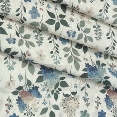 Shirt Fabric ManTire 100% Cotton Premium Linen Look Printed Colour Green N Off White