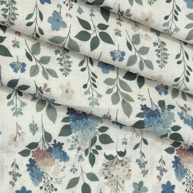 Shirt Fabric ManTire 100% Cotton Premium Linen Look Printed Colour Green N Off White