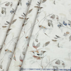 Shirt Fabric ManTire 100% Cotton Premium Linen Look Printed Colour Brown N White