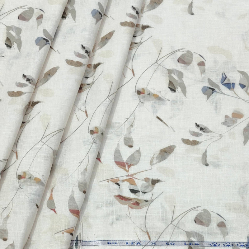 Shirt Fabric ManTire 100% Cotton Premium Linen Look Printed Colour Brown N White