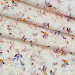 Shirt Fabric ManTire 100% Cotton Premium Linen Look Digital Print Colour Sherbet Peach