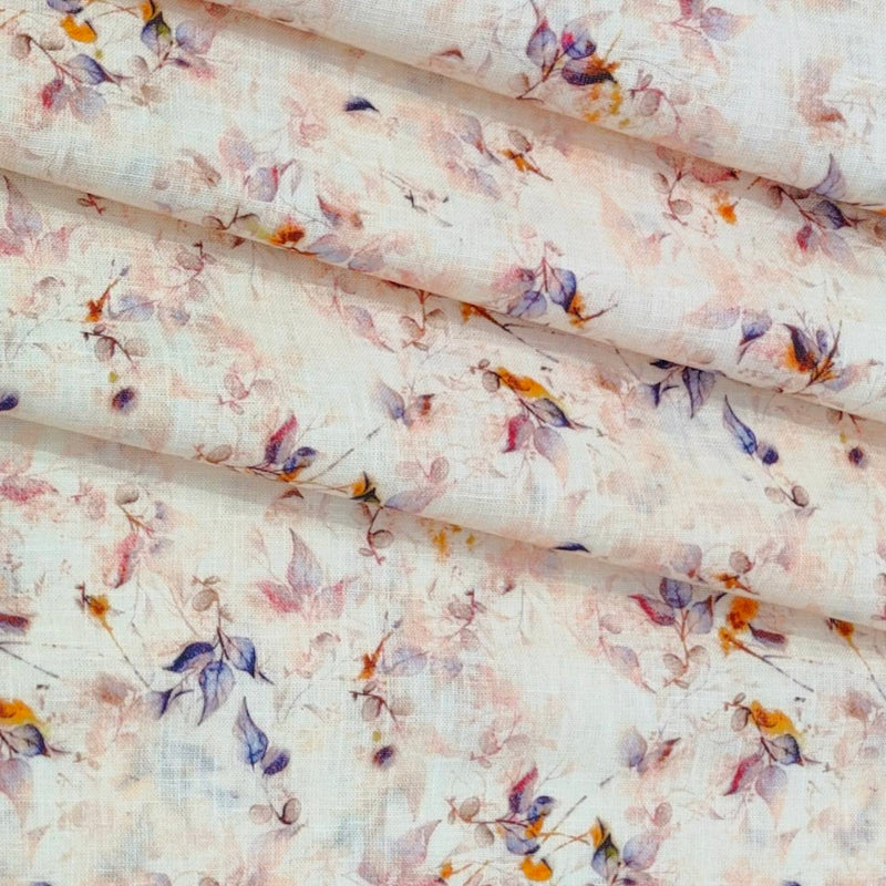 Shirt Fabric ManTire 100% Cotton Premium Linen Look Digital Print Colour Sherbet Peach