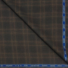 Tweed BlazerFabric Raymond Super 100s Count 100%Wool Check Colour Mocha Brown