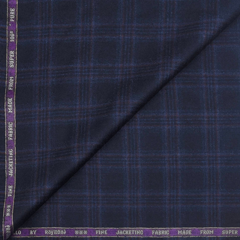 Tweed Blazer Fabric Raymond Super 100s Count 100%Wool Check Colour Dark Blue