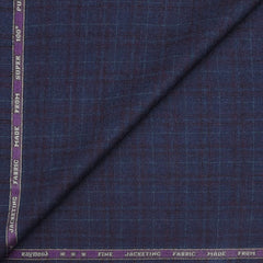 Tweed Blazer Fabric Raymond Super 100s Count 100%Wool Check Colour Cobalt Blue