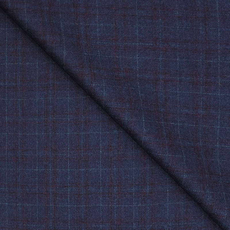 Tweed Blazer Fabric Raymond Super 100s Count 100%Wool Check Colour Cobalt Blue