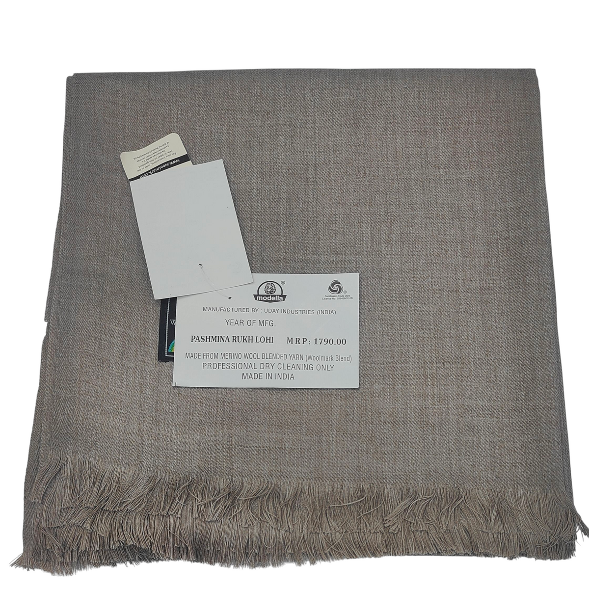 Modella Woollen Shawl Lohi Pashmina Rukh Natural Brown