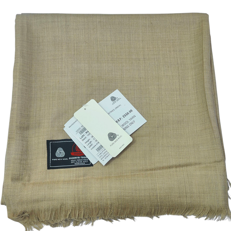 Modella 100% Wool Shawl Lohi Kashmiri Toosha Light Brown