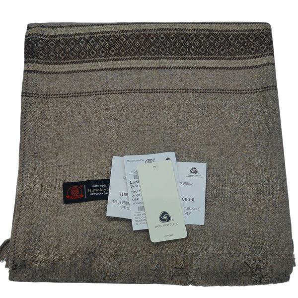 Modella Woollen Thick Shawl Lohi Himalyan With Border Colour Sand Brown
