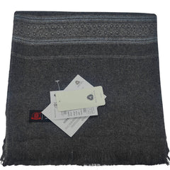 Modella Woollen Thick Shawl Lohi Himalyan With Border Colour Blackish Grey N Light Blue