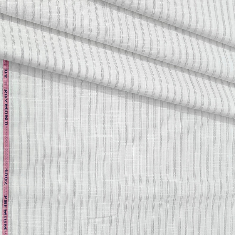 Shirt Fabric Raymond Pure Cotton Lining Colour Light Grey N Off White