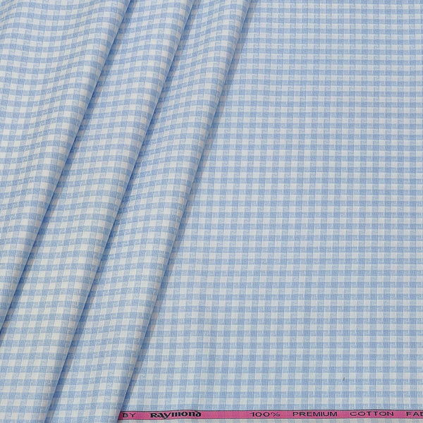 Shirt Fabric Raymond Pure Cotton Check Colour Blue