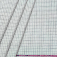 Shirt Fabric Raymond Pure Cotton Check Colour Green Grey N White