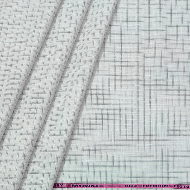 Shirt Fabric Raymond Pure Cotton Check Colour Green Grey N White
