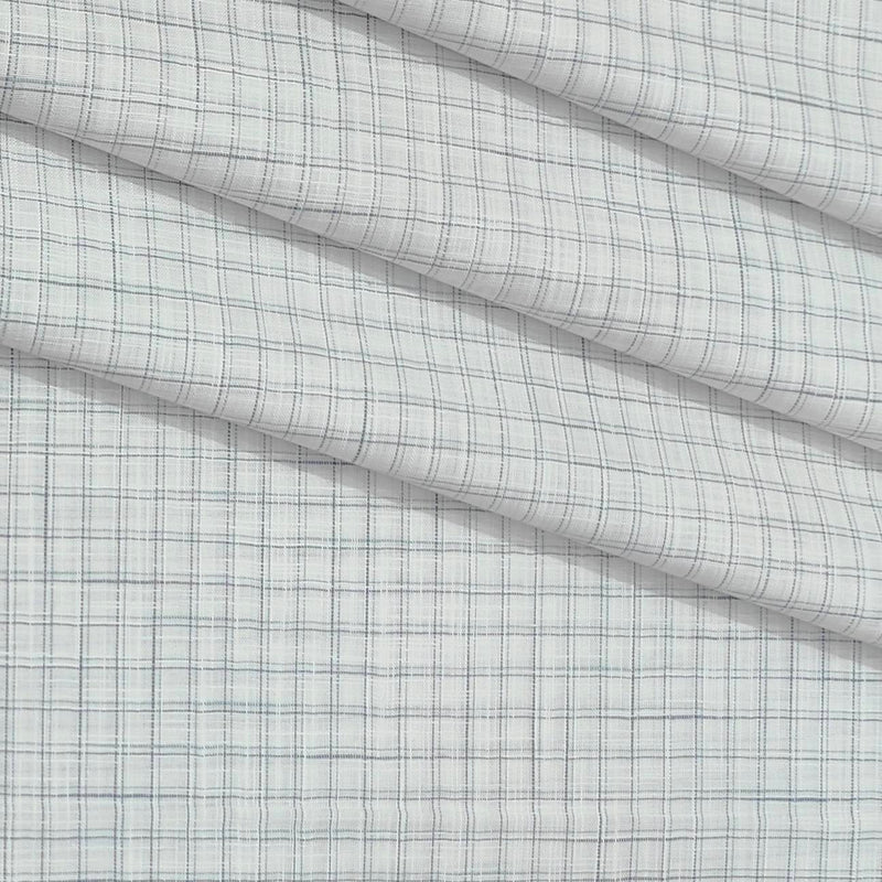 Shirt Fabric Raymond Pure Cotton Check Colour Green Grey N White