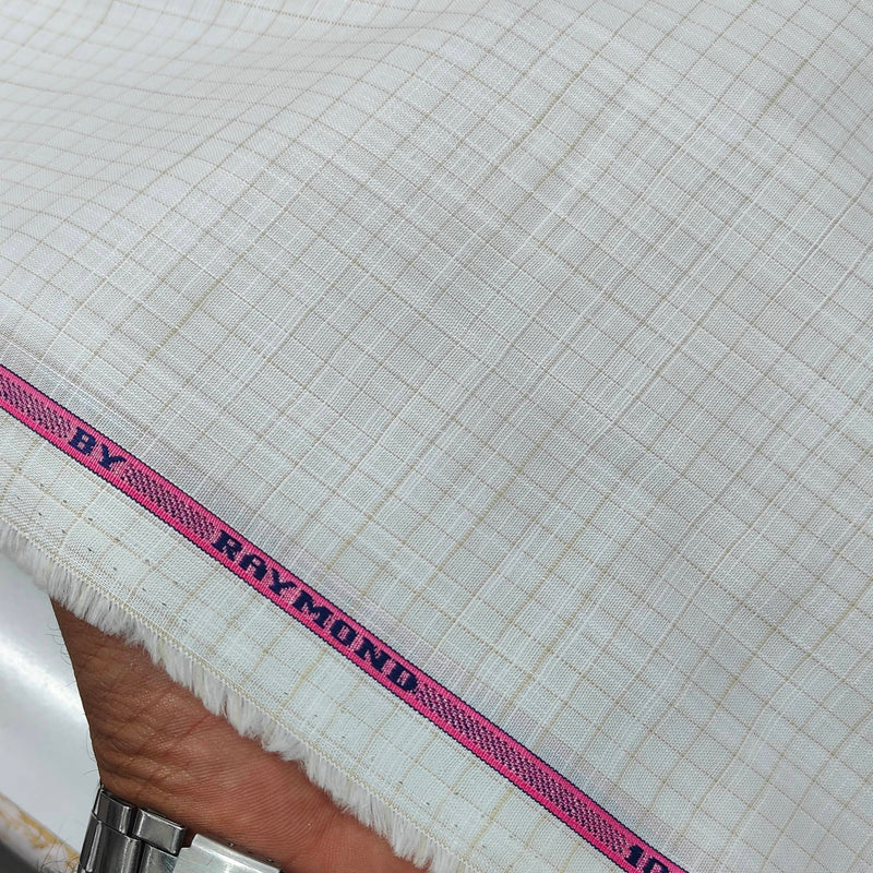 Shirt Fabric Raymond Pure Cotton Check Colour BrownN Off White