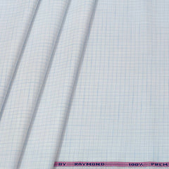 Shirt Fabric Raymond Pure Cotton Check Colour Blue N White