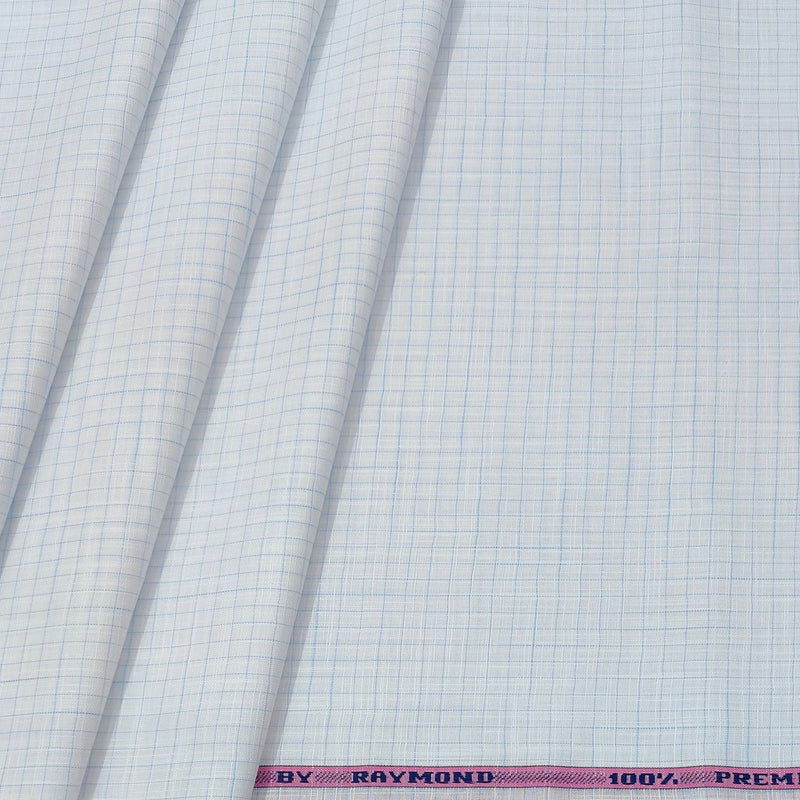 Shirt Fabric Raymond Pure Cotton Check Colour Blue N White
