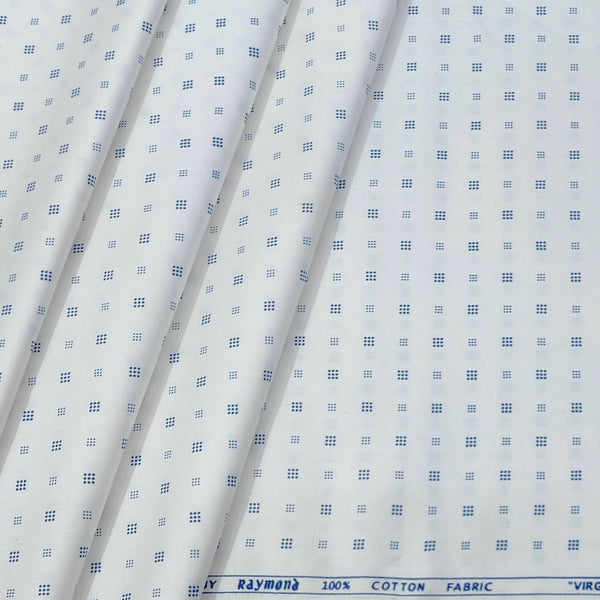 Shirt Fabric Raymond Pure Cotton Printed Colour Blue N White