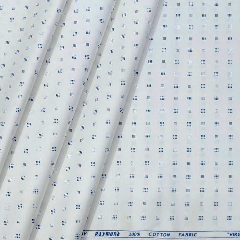 Shirt Fabric Raymond Pure Cotton Printed Colour Blue N White