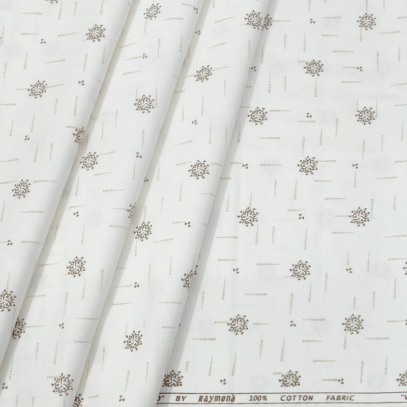 Shirt Fabric Raymond Pure Cotton Printed Colour Brown N Off White