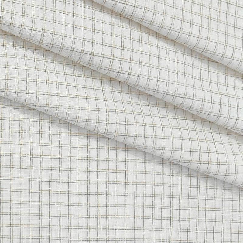 Shirt Fabric Raymond Pure Cotton Check Colour Light Brown N Off White