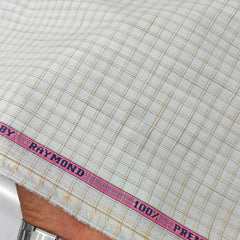 Shirt Fabric Raymond Pure Cotton Check Colour Light Brown N Off White