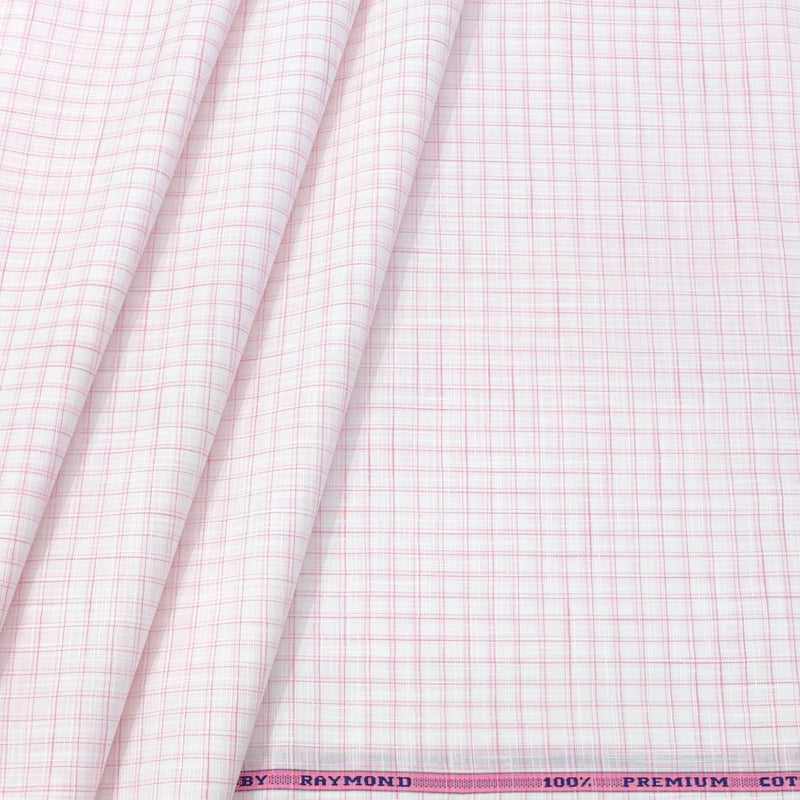 Shirt Fabric Raymond Pure Cotton Check Colour Pink N White