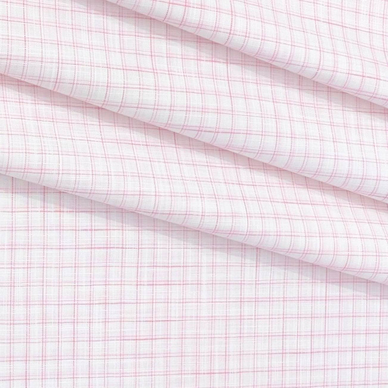 Shirt Fabric Raymond Pure Cotton Check Colour Pink N White