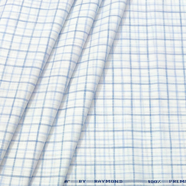 Shirt Fabric Raymond  100% Premium Cotton Check Colour Blue N White