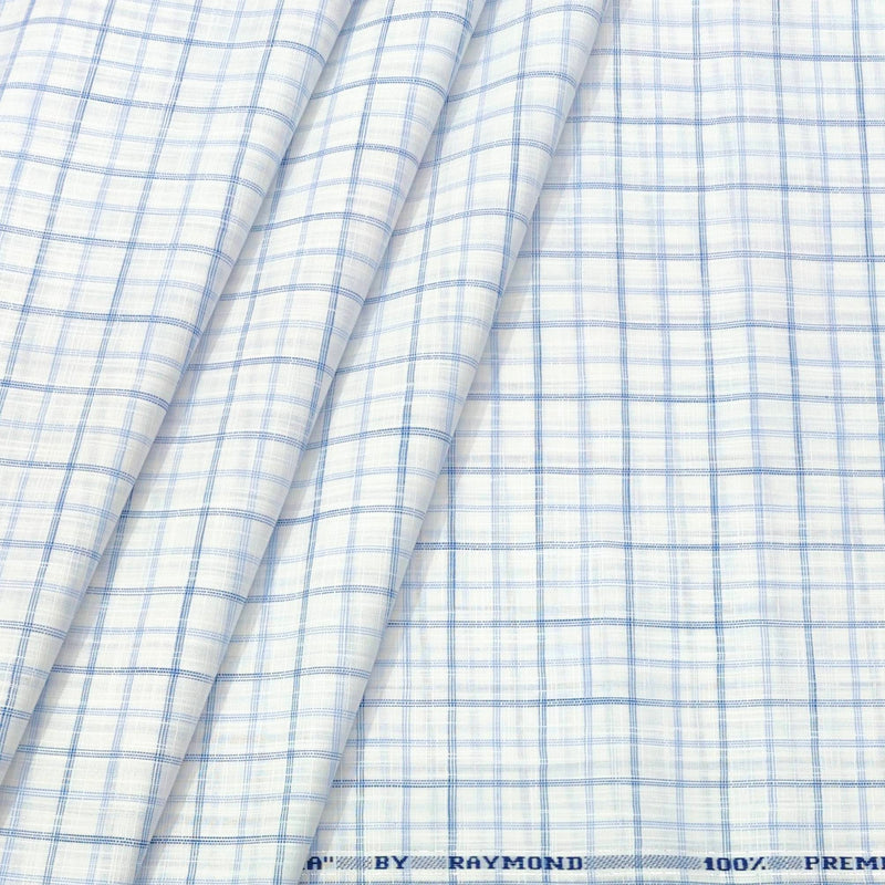 Shirt Fabric Raymond  100% Premium Cotton Check Colour Blue N White