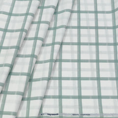 Shirt Fabric Raymond  100% Premium Cotton Broad Check Colour Green N White