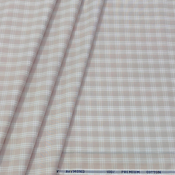 Shirt Fabric Raymond  100% Premium Cotton Check Colour Dark Vanilla