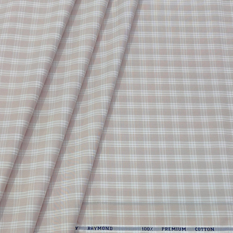 Shirt Fabric Raymond  100% Premium Cotton Check Colour Dark Vanilla