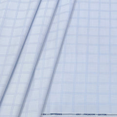 Shirt Fabric Raymond  100% Premium Cotton Check Colour River Blue