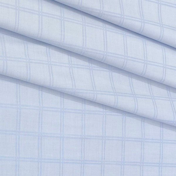 Shirt Fabric Raymond  100% Premium Cotton Check Colour River Blue