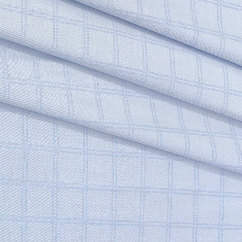 Shirt Fabric Raymond  100% Premium Cotton Check Colour River Blue