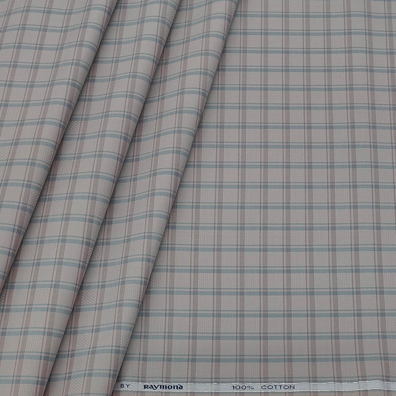 Shirt Fabric Raymond  100% Premium Cotton Check Colour Reddish Brown