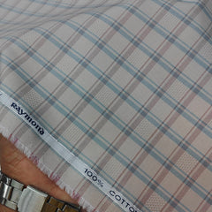 Shirt Fabric Raymond  100% Premium Cotton Check Colour Reddish Brown