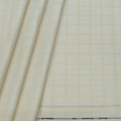 Shirt Fabric Raymond  100% Premium Cotton Check Colour Light Cream